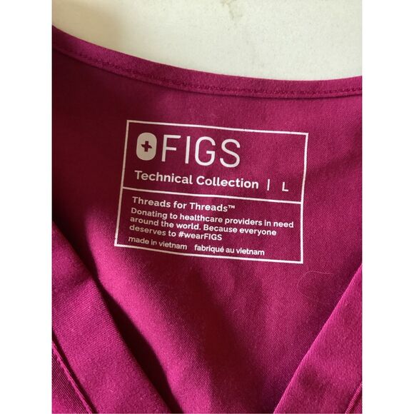 Figs Scrub Set Sz L Catarina Top with Pocket Zamora Scrub Pants Magenta - Picture 6 of 12